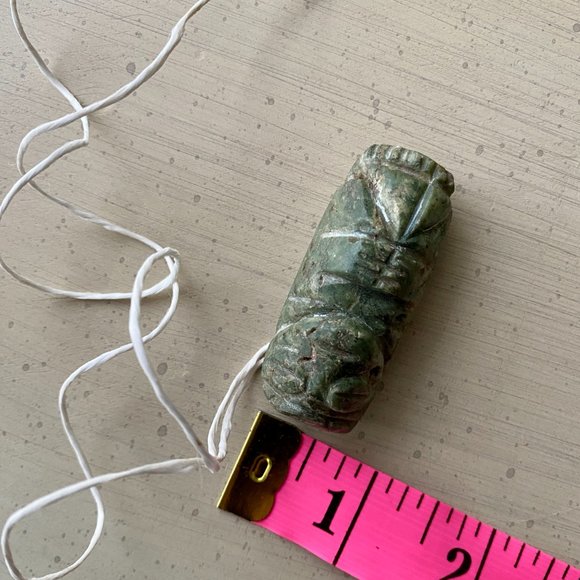 Vintage Handcarved Green Stone Talisman Pendant - Picture 13 of 13